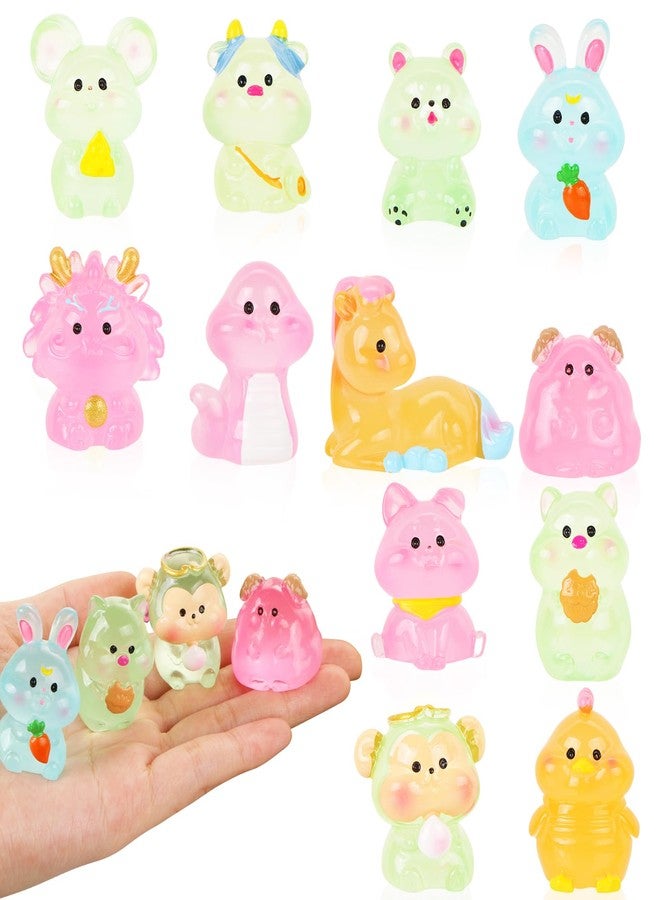 HOMICO 12 Pieces Luminous Mini Animals for Crafts Dollhouse Fairy Garden Decor Mini Resin Animals Tiny Animals for Car Micro Landscape Plant Pots - Image 1